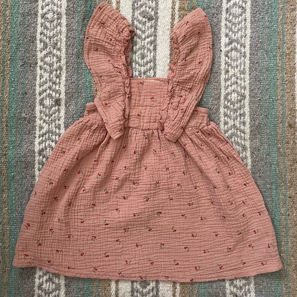RABBIT+BEAR organic cotton gauze pinafore. Size 4
